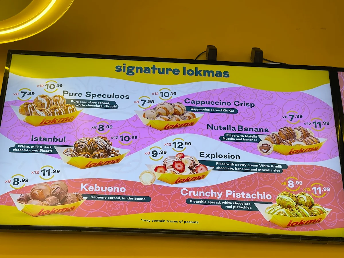 Menu, Lokma Desserts Oakville