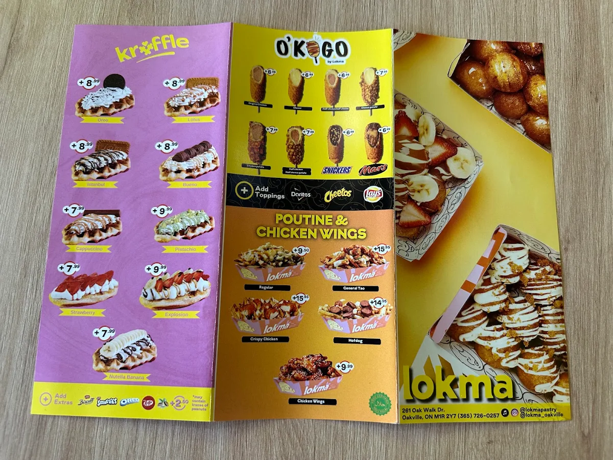 Menu, Lokma Desserts Oakville