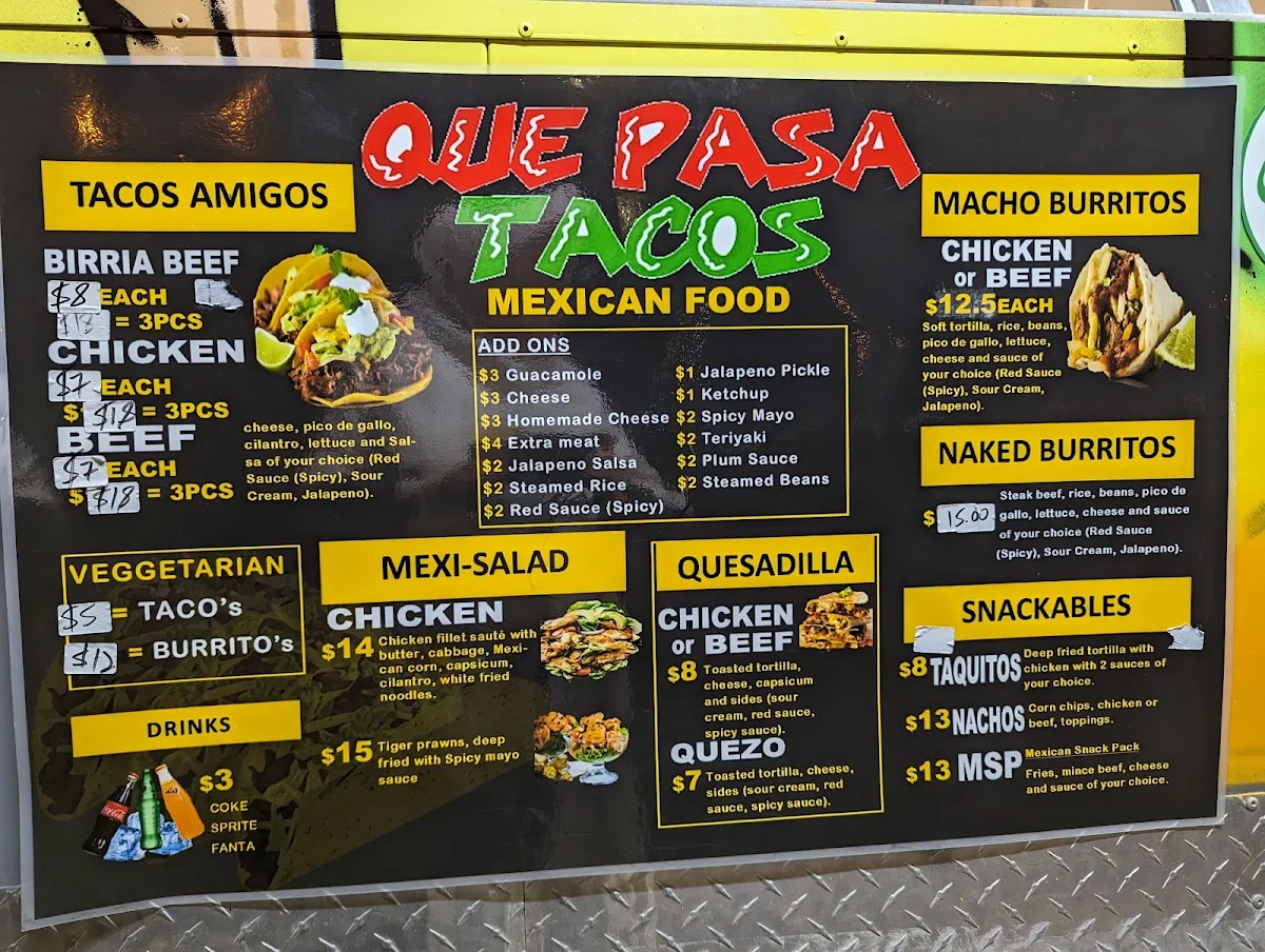 Menu, Que Pasa Tacos Liverpool