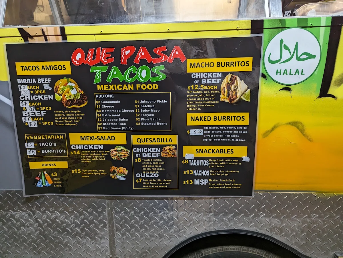 Menu, Que Pasa Tacos Liverpool