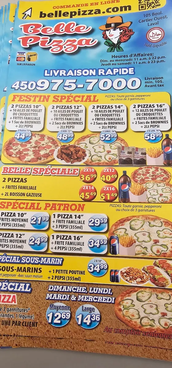 Menu, Belle Pizza - Cartier doner kebab