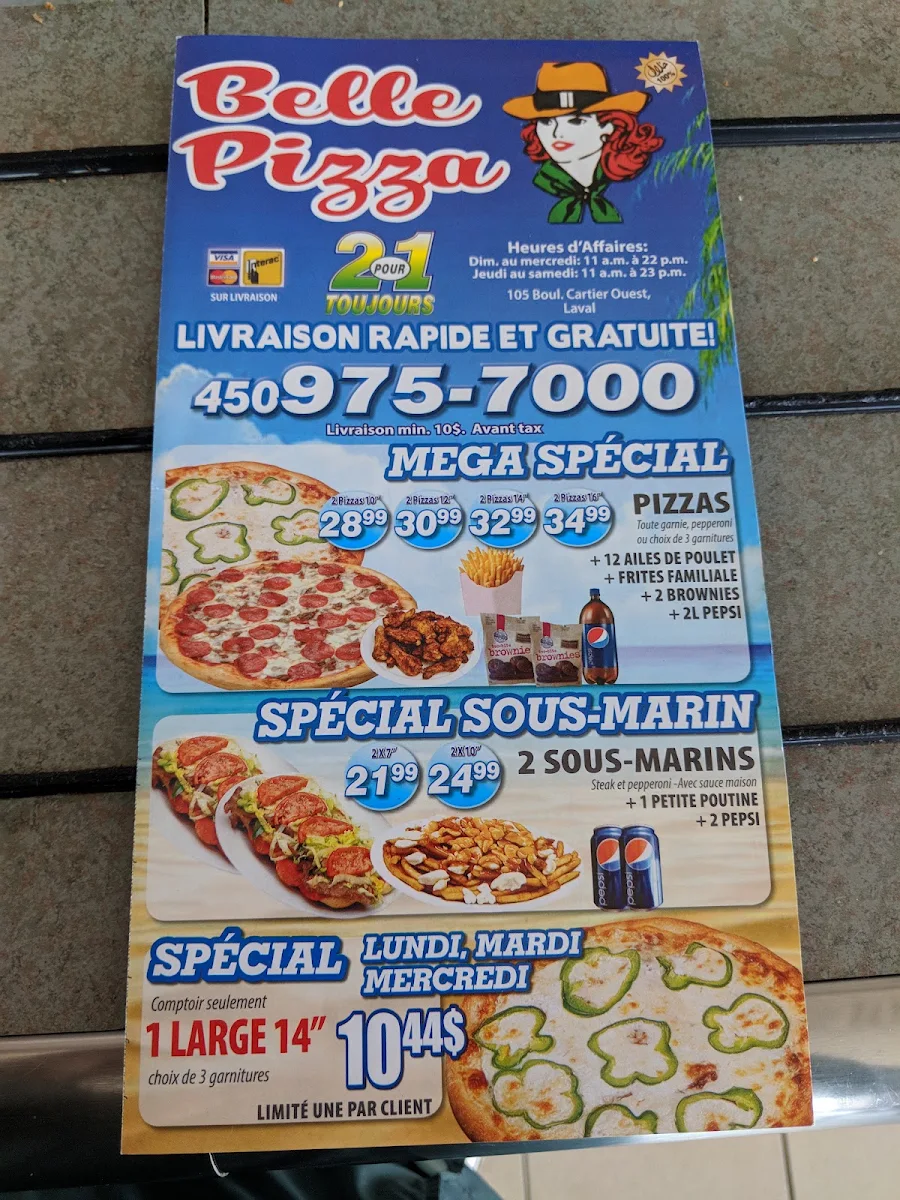 Menu, Belle Pizza - Cartier doner kebab