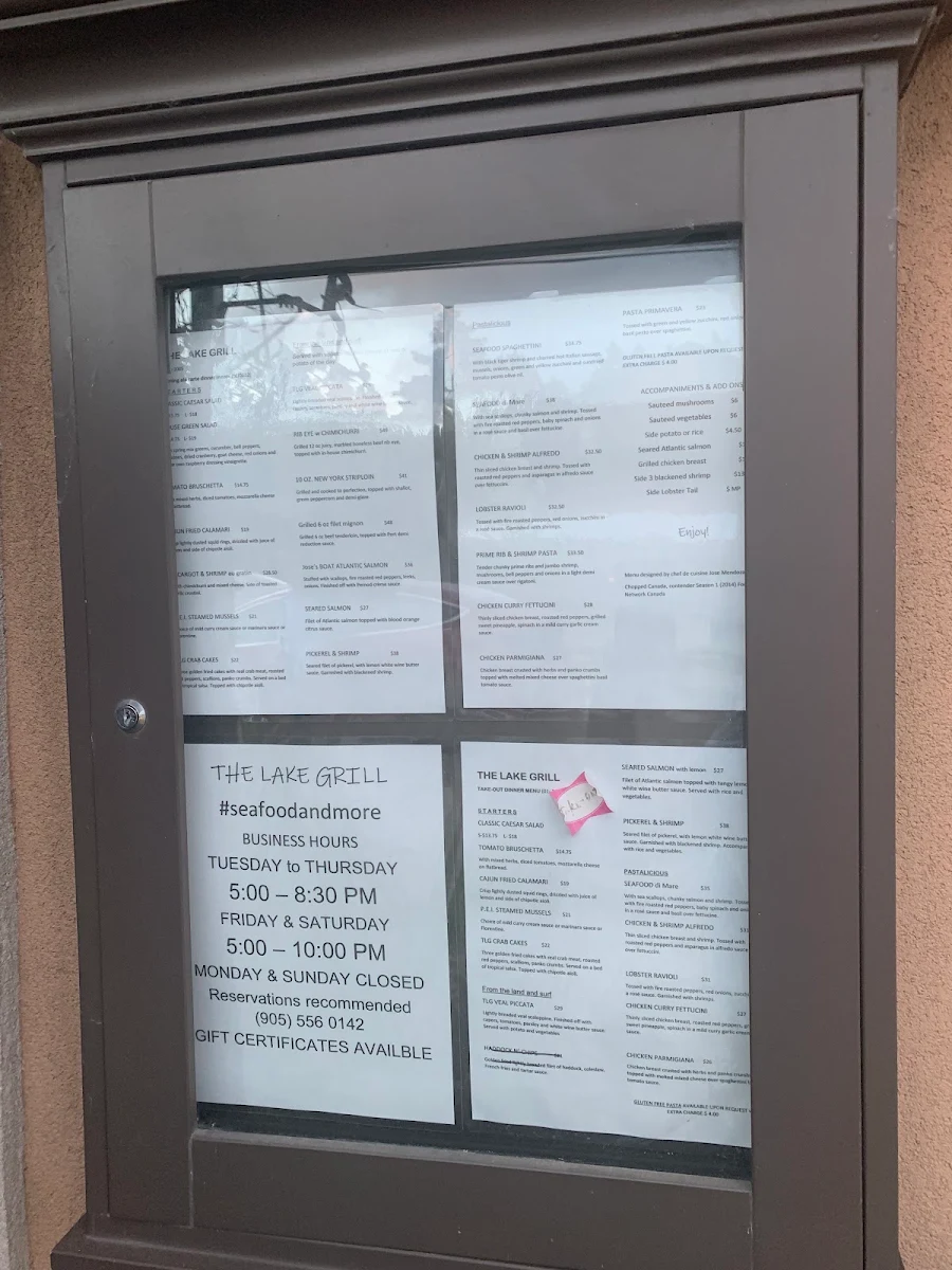 Menu, The Lake Grill