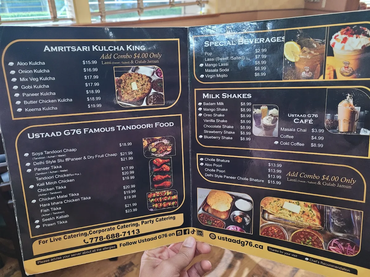 Menu, USTAAD G76 SOUTH SURREY