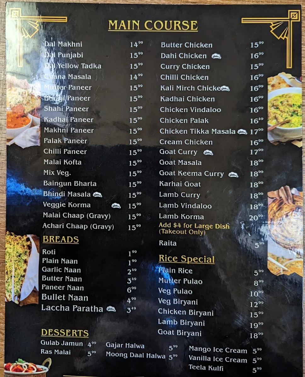 Menu, USTAAD G76 SOUTH SURREY