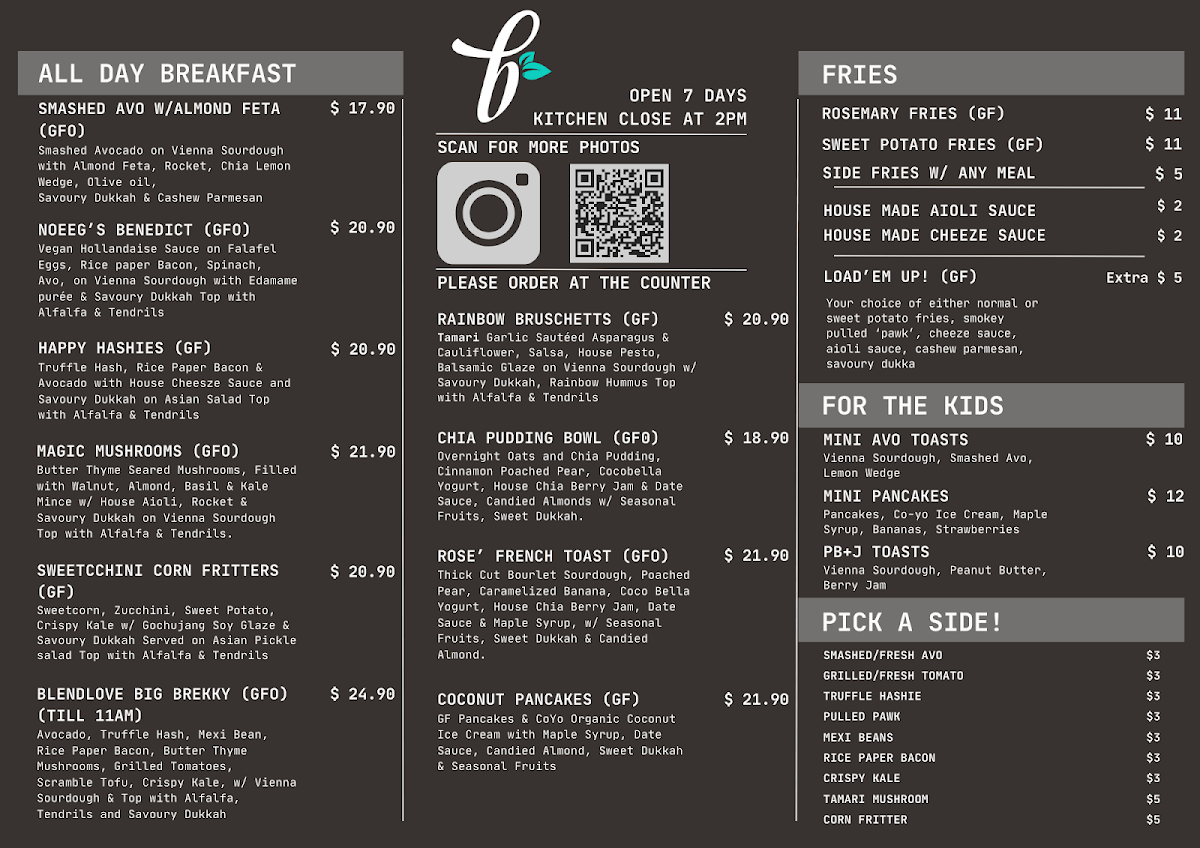 Menu, Blendlove