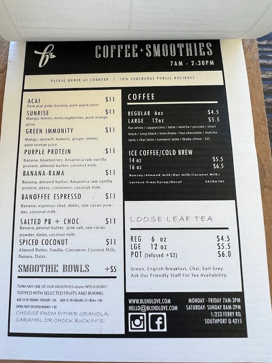 Menu, Blendlove