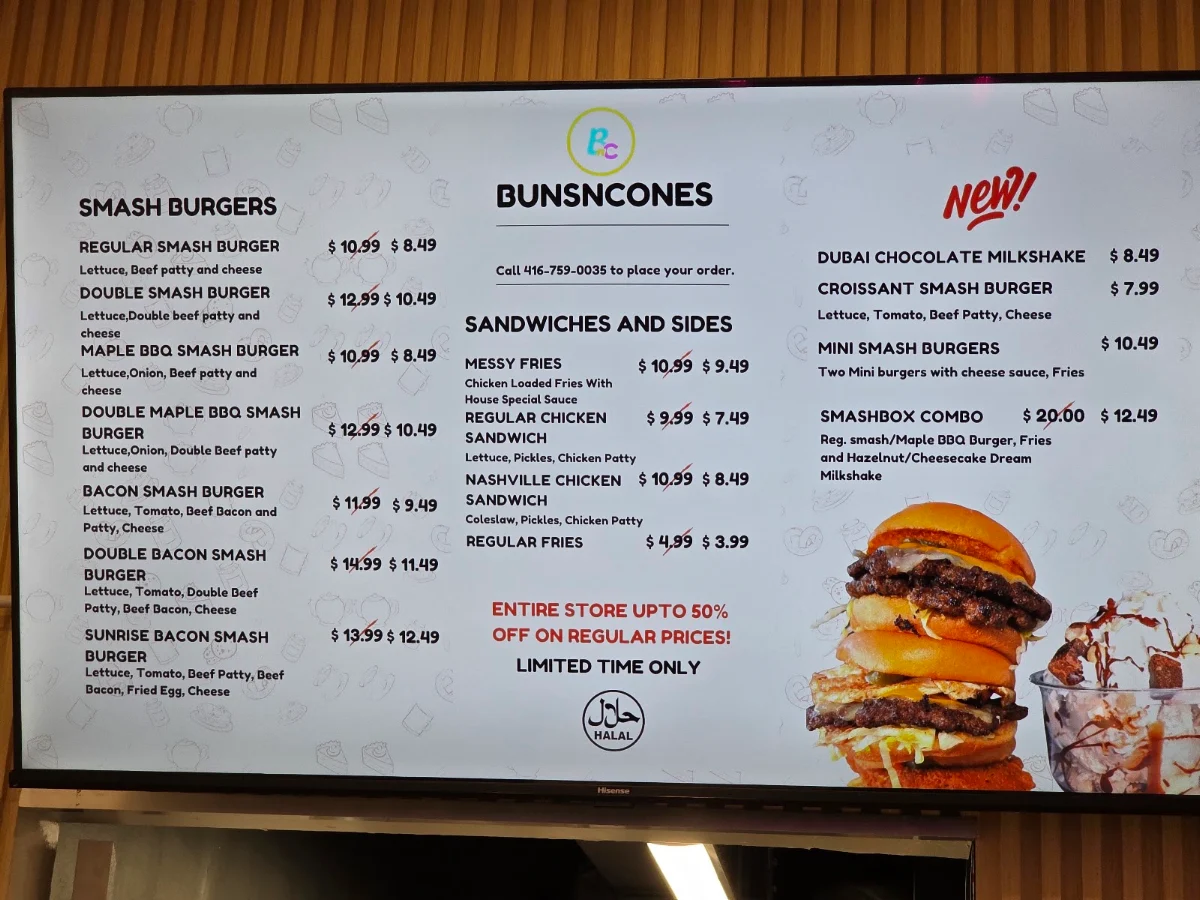 Menu, Buns N Cones Desserts - Scarborough