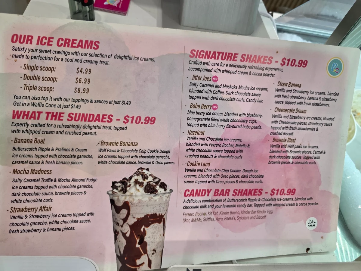 Menu, Buns N Cones Desserts - Scarborough