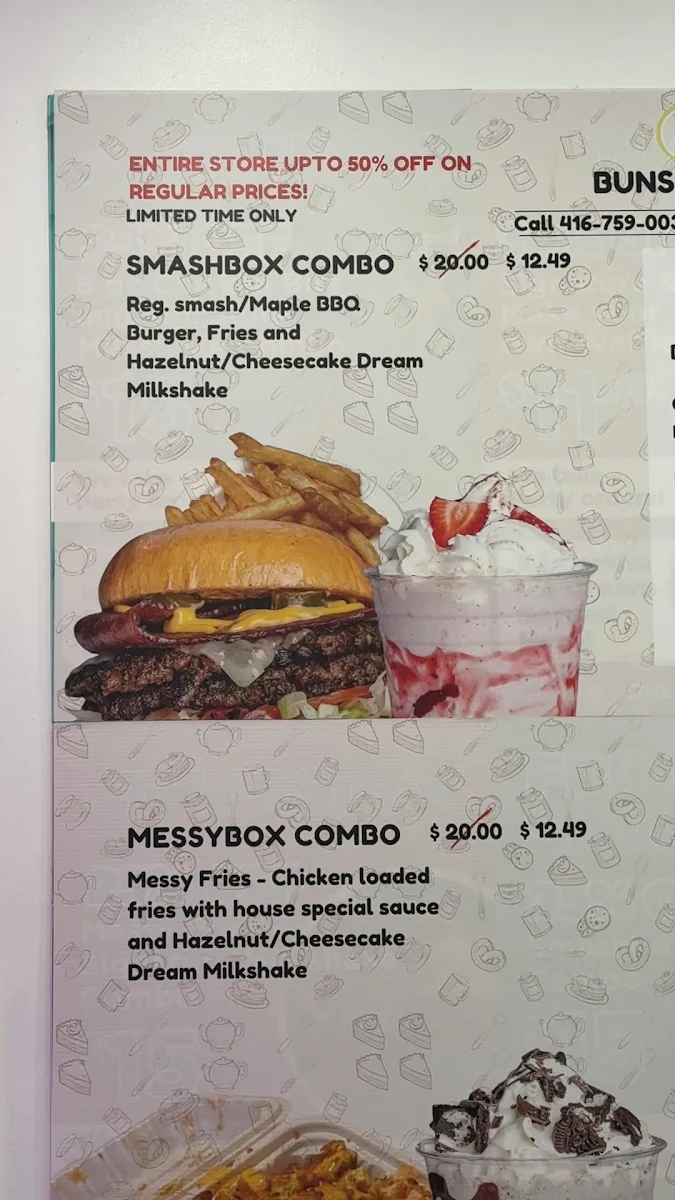 Menu, Buns N Cones Desserts - Scarborough