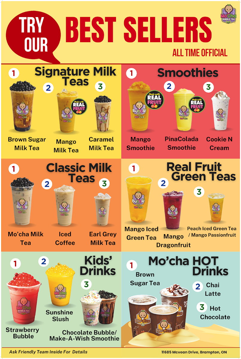 Menu, Mo'Cha Bubble Tea - McVean