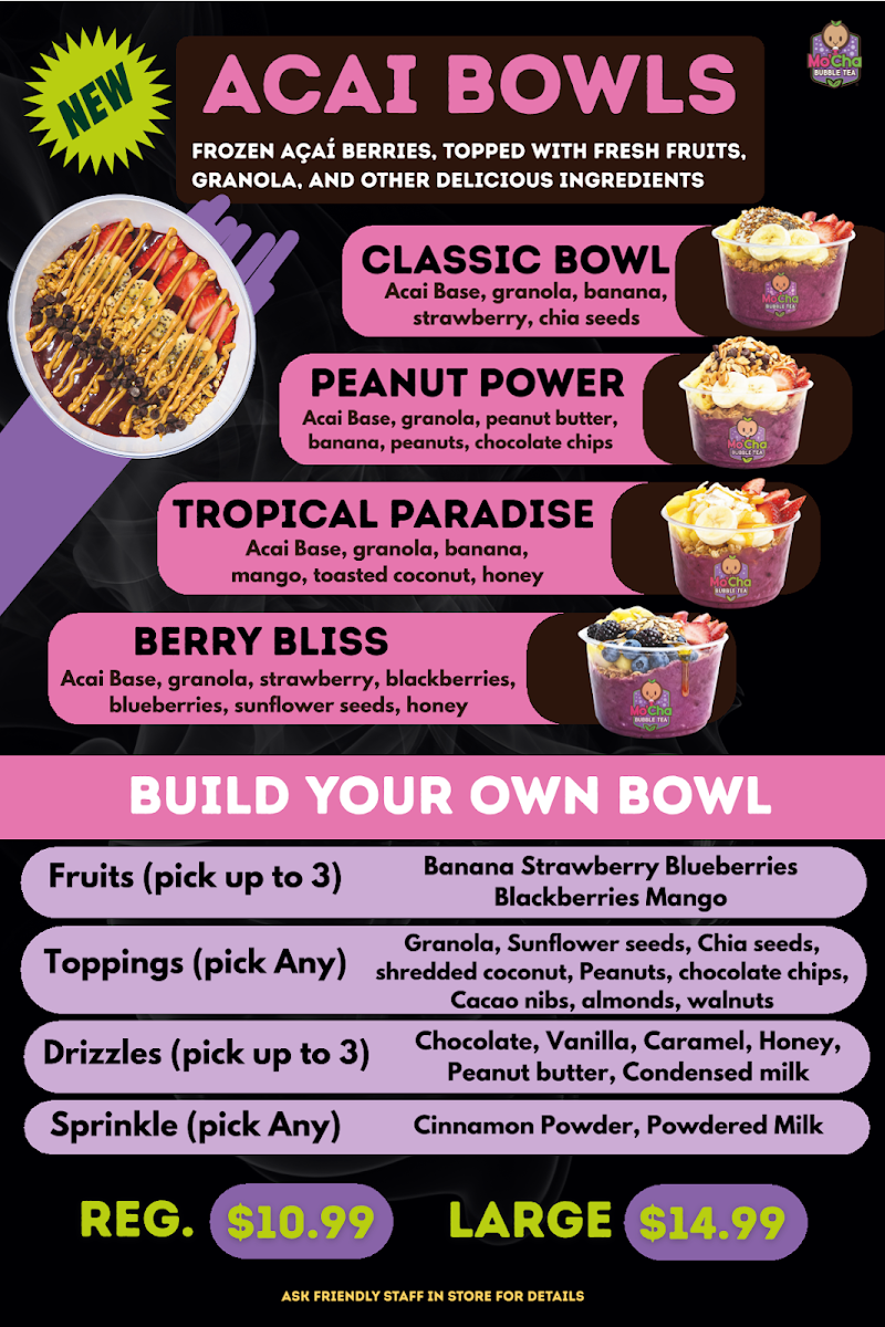 Menu, Mo'Cha Bubble Tea - McVean