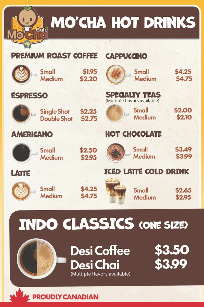 Menu, Mo'Cha Bubble Tea - McVean