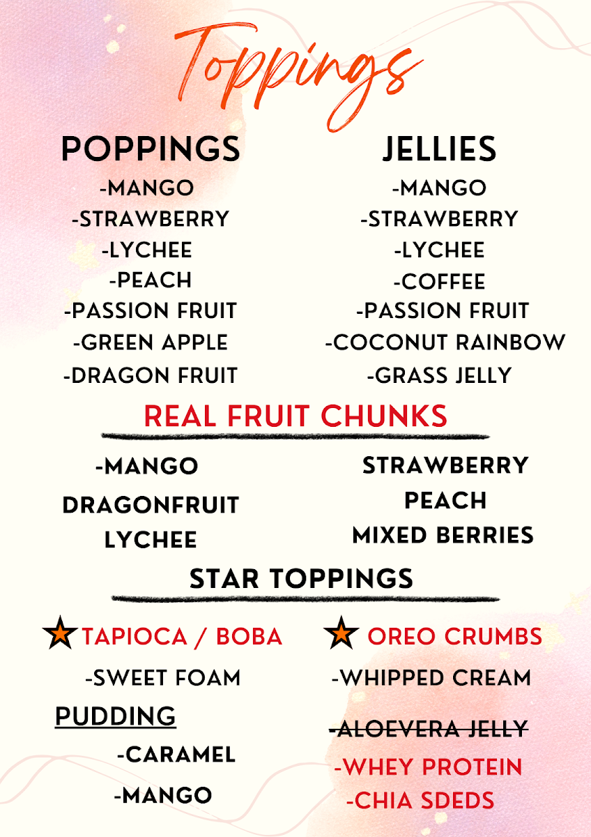 Menu, Mo'Cha Bubble Tea - McVean