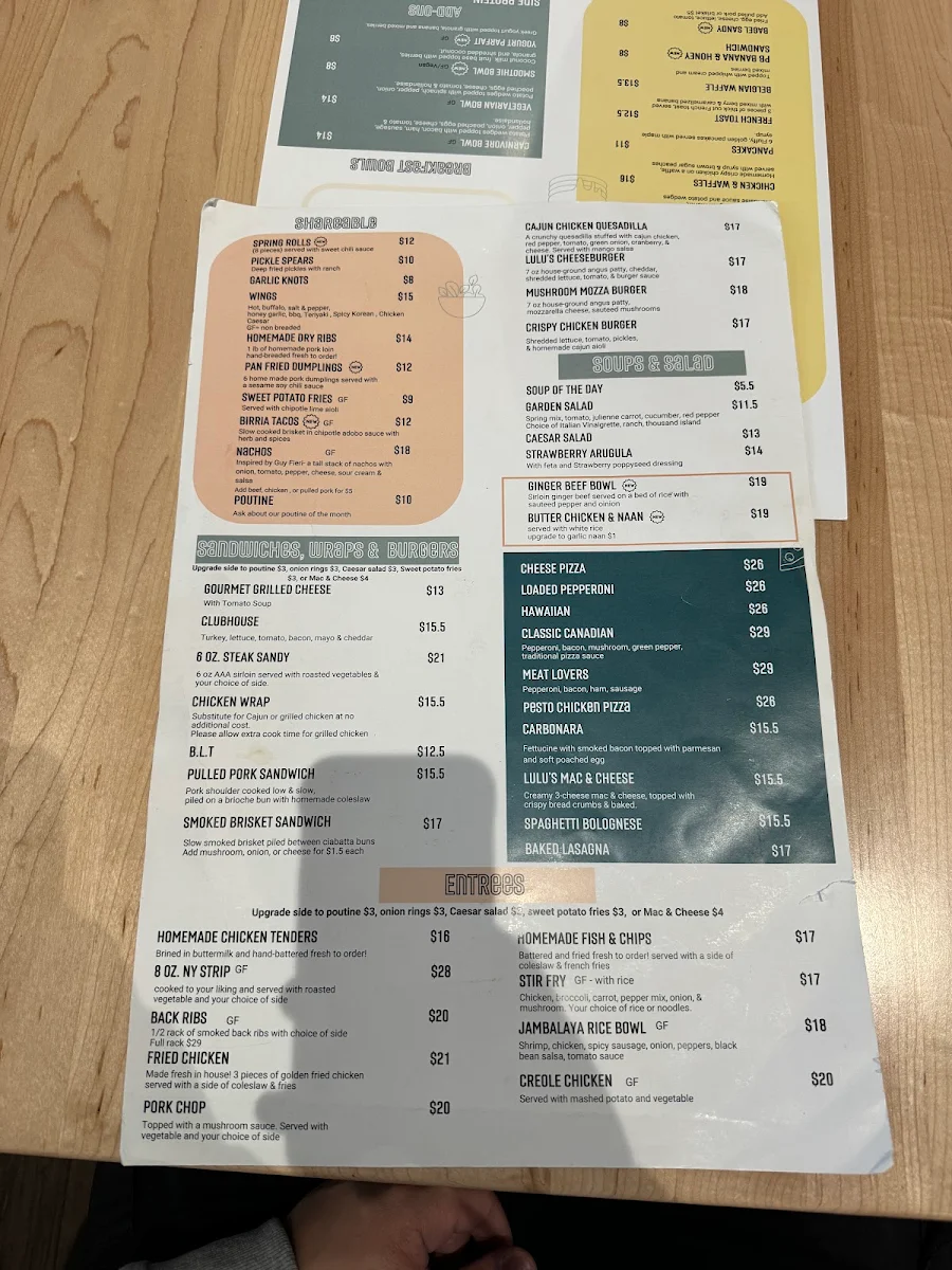 Menu, Lulu's Kitchen