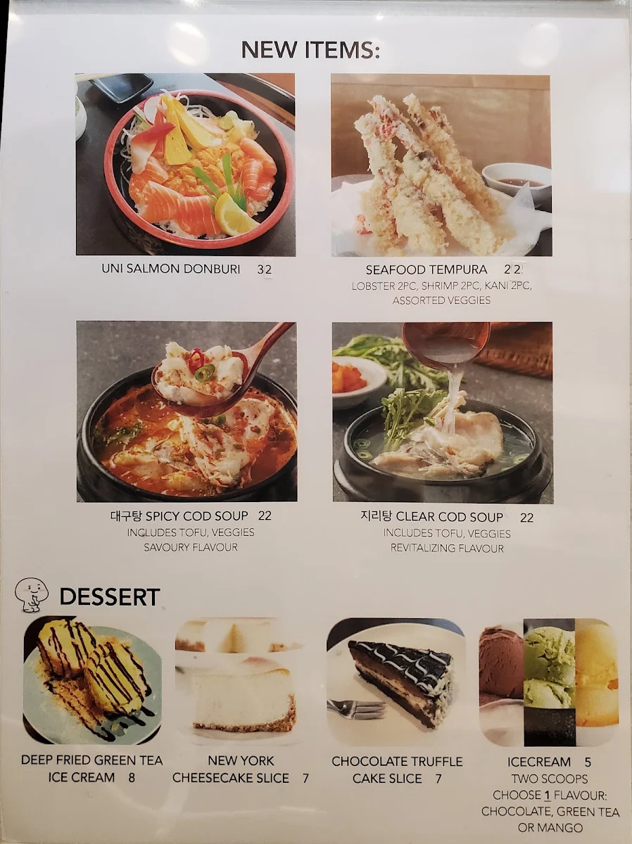 Menu, Oyaji Sushi (à la carte)