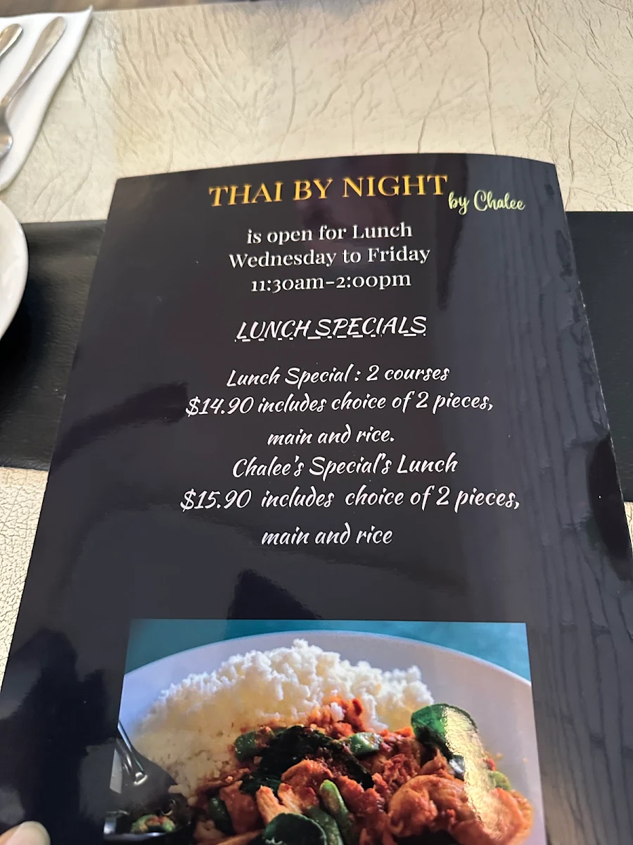 Menu, Thai by Night