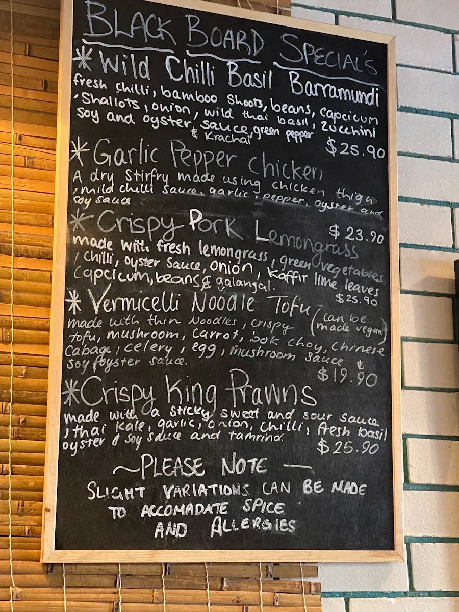 Menu, Thai by Night