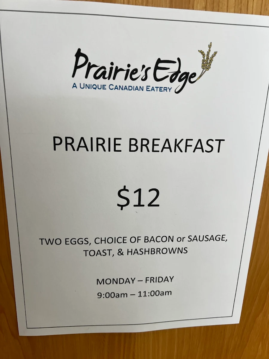 Menu, Prairie's Edge