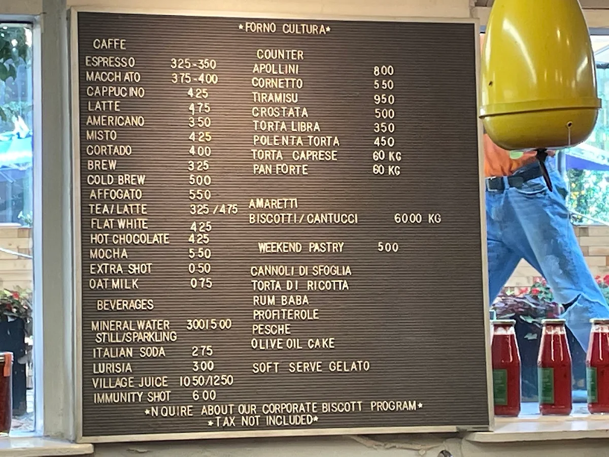 Menu, Forno Cultura
