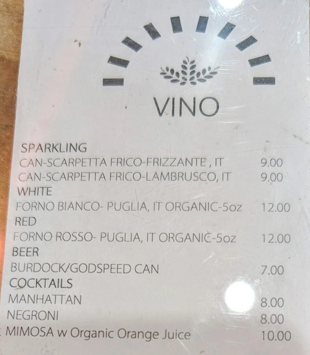 Menu, Forno Cultura