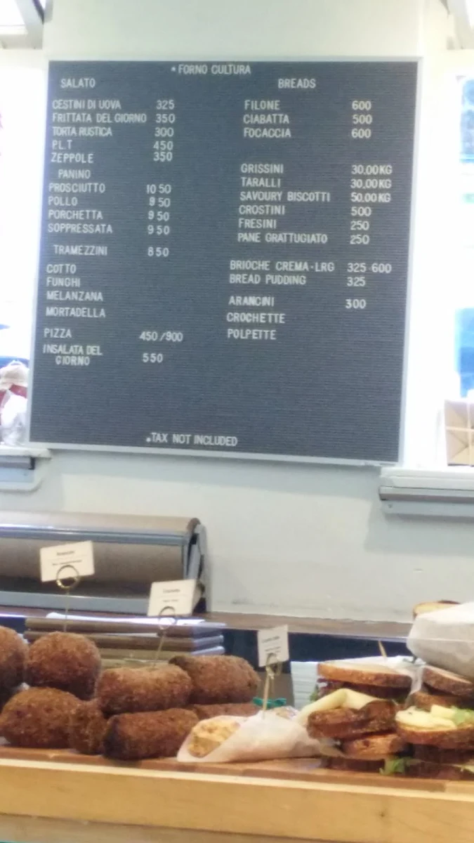 Menu, Forno Cultura