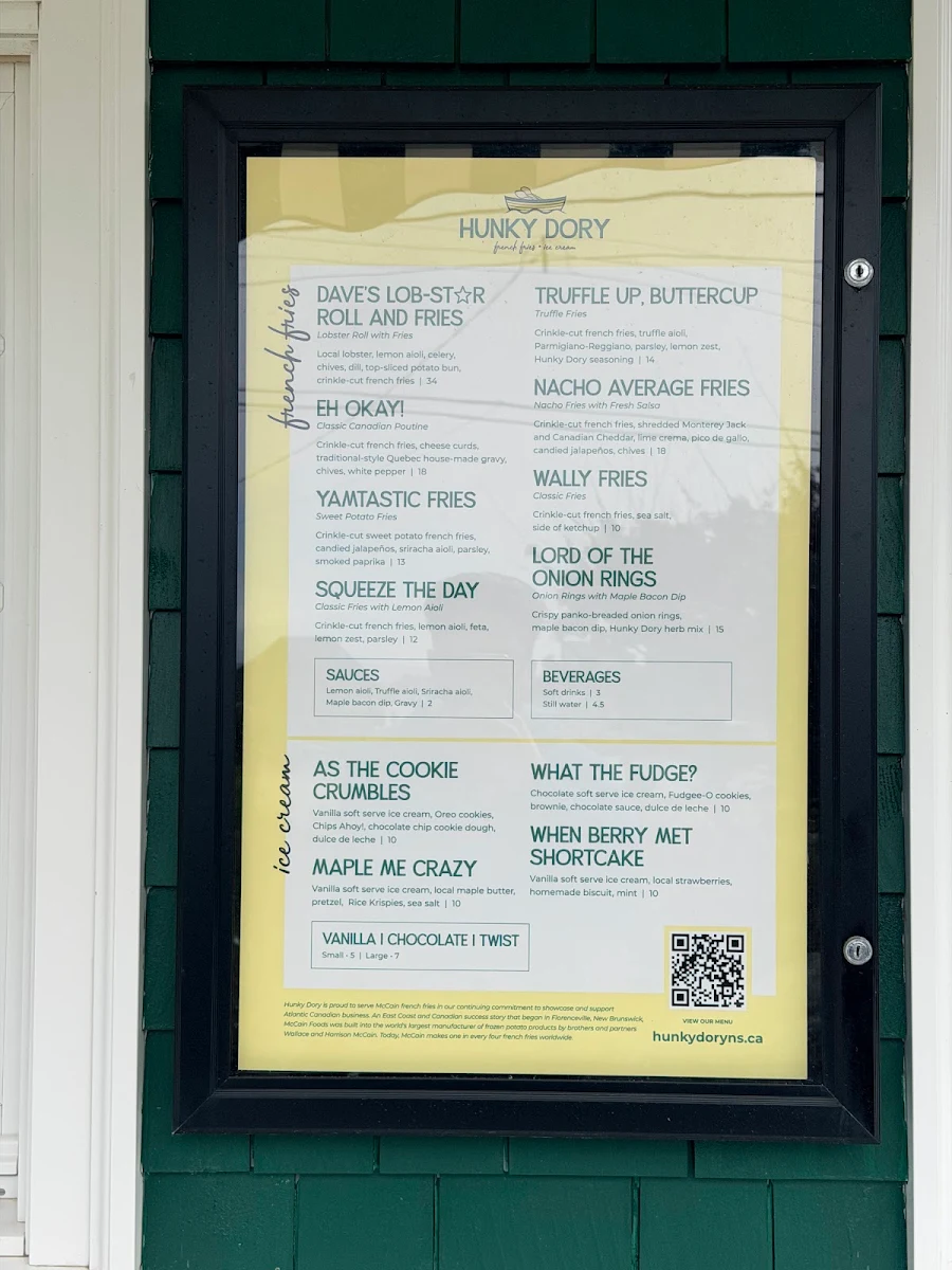Menu, Hunky Dory