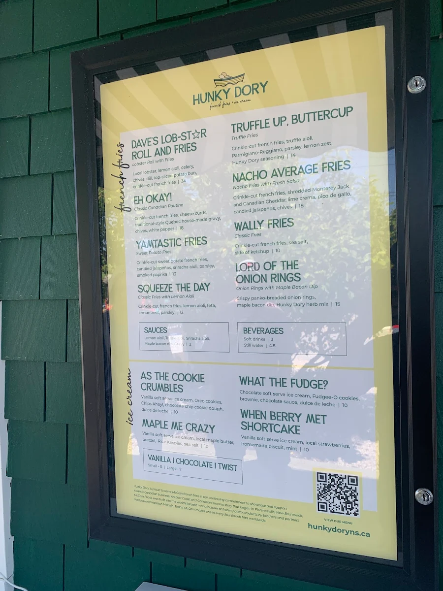 Menu, Hunky Dory