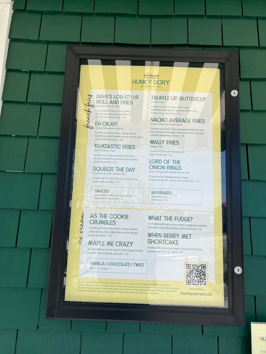 Menu, Hunky Dory