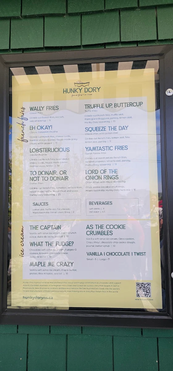 Menu, Hunky Dory