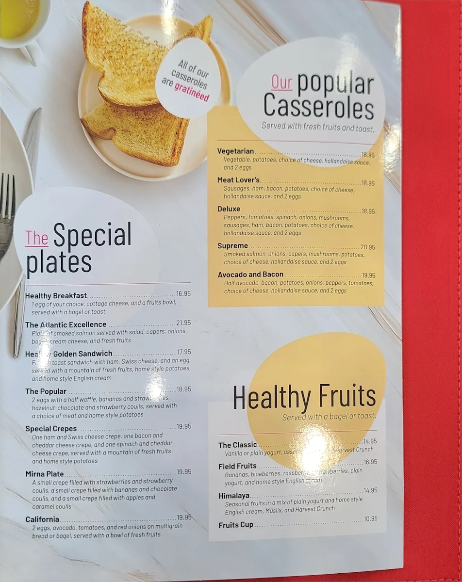 Menu, Coco Frutti Belleville