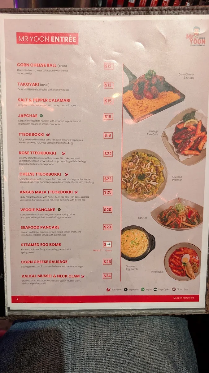 Menu, Mr Yoon Glenwaverley