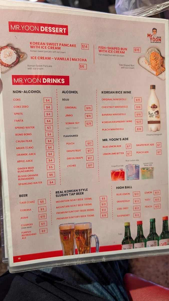 Menu, Mr Yoon Glenwaverley