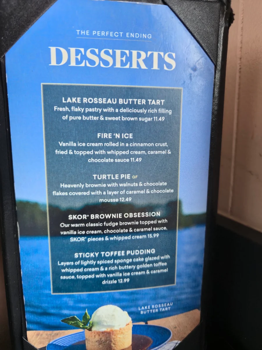 Menu, Turtle Jack's Niagara Falls