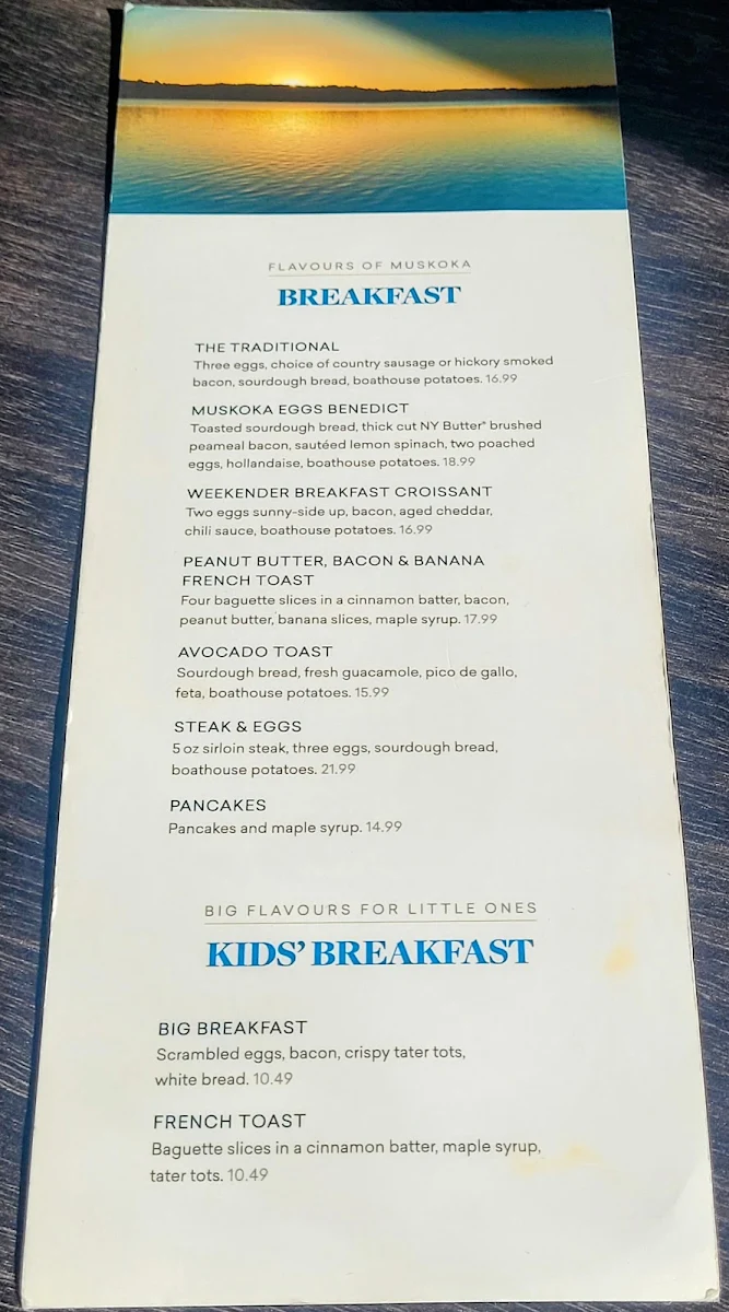 Menu, Turtle Jack's Niagara Falls