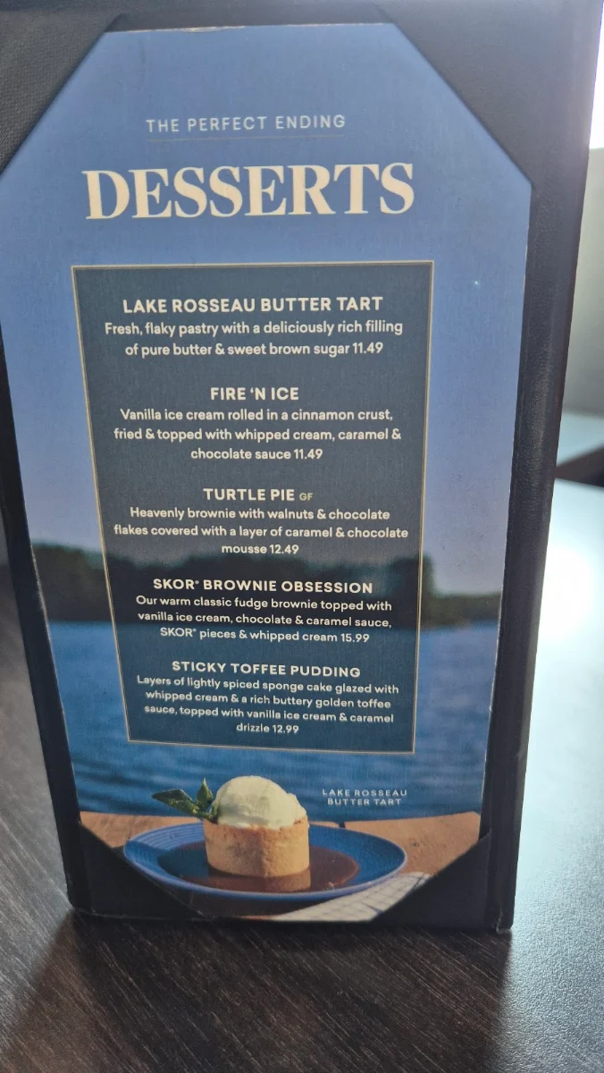 Menu, Turtle Jack's Niagara Falls