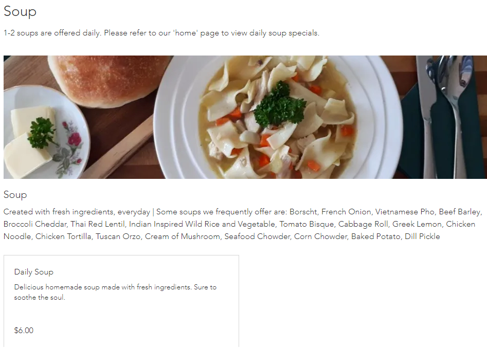 Menu, Kerri's Cafe and Bakery Inc.