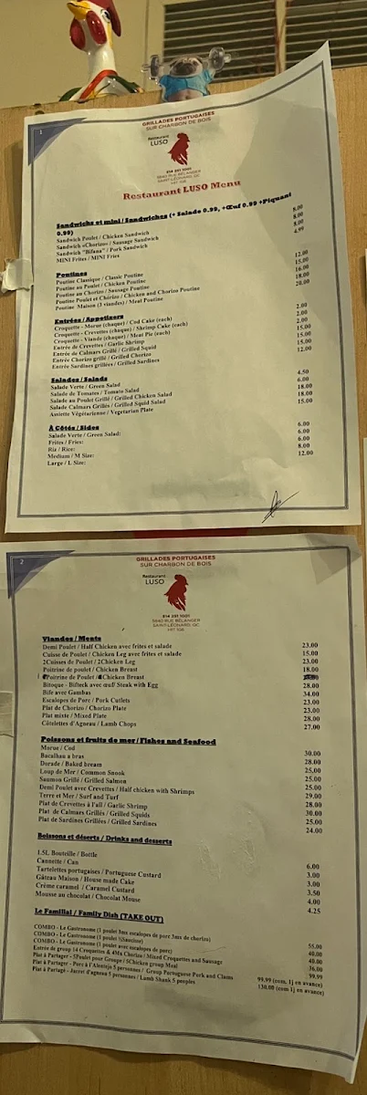 Menu, Restaurant Luso