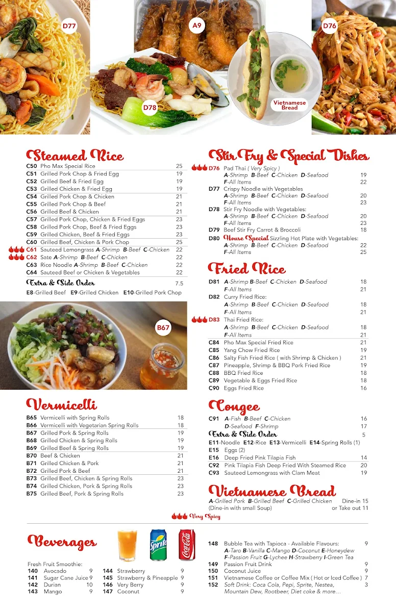 Menu, Phở Max