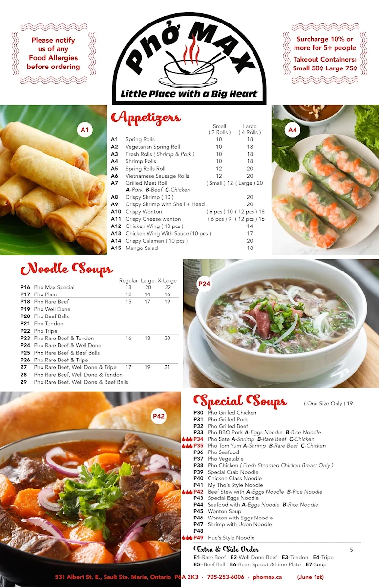 Menu, Phở Max