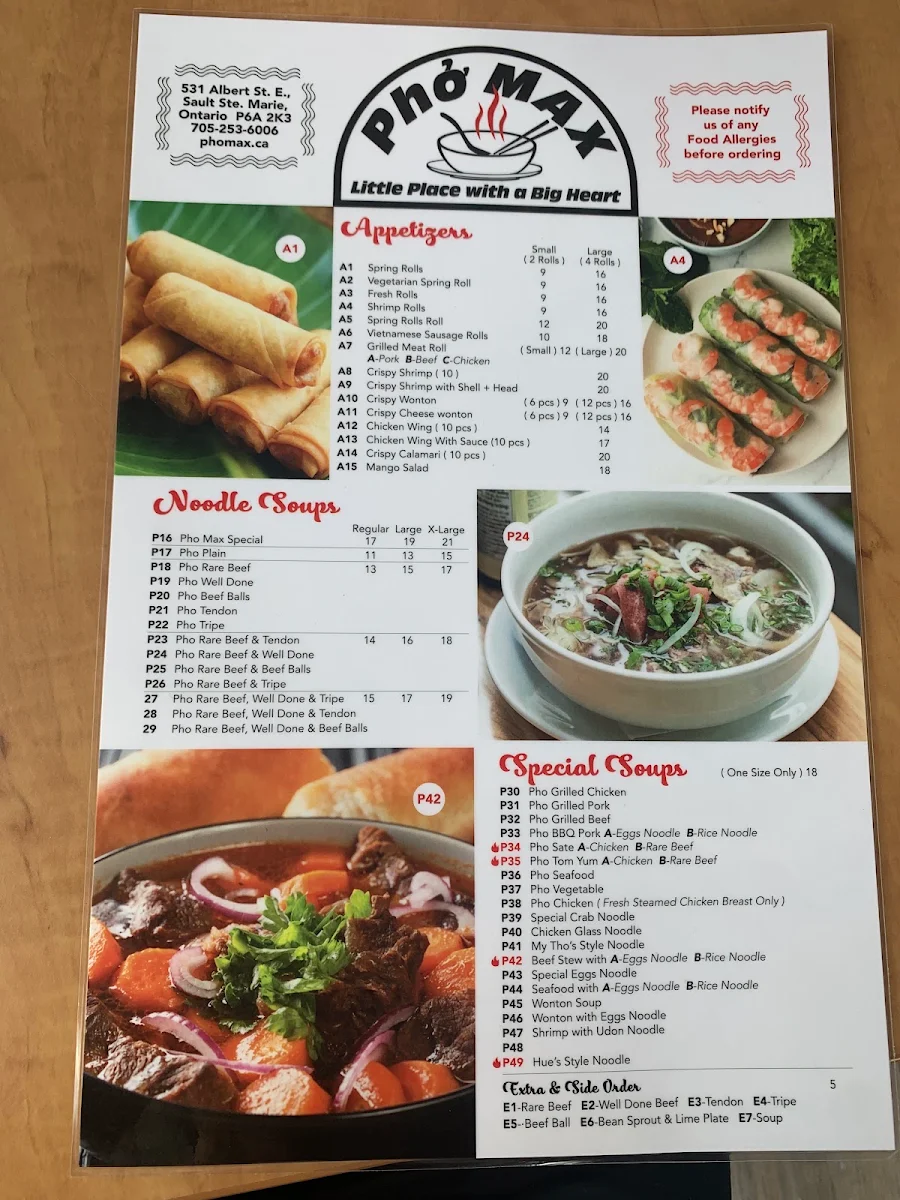Menu, Phở Max