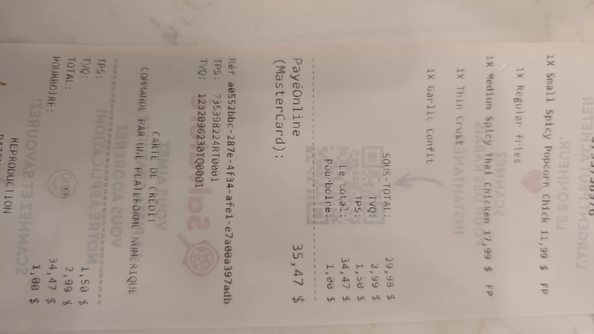 Menu, Pizza Salvatoré