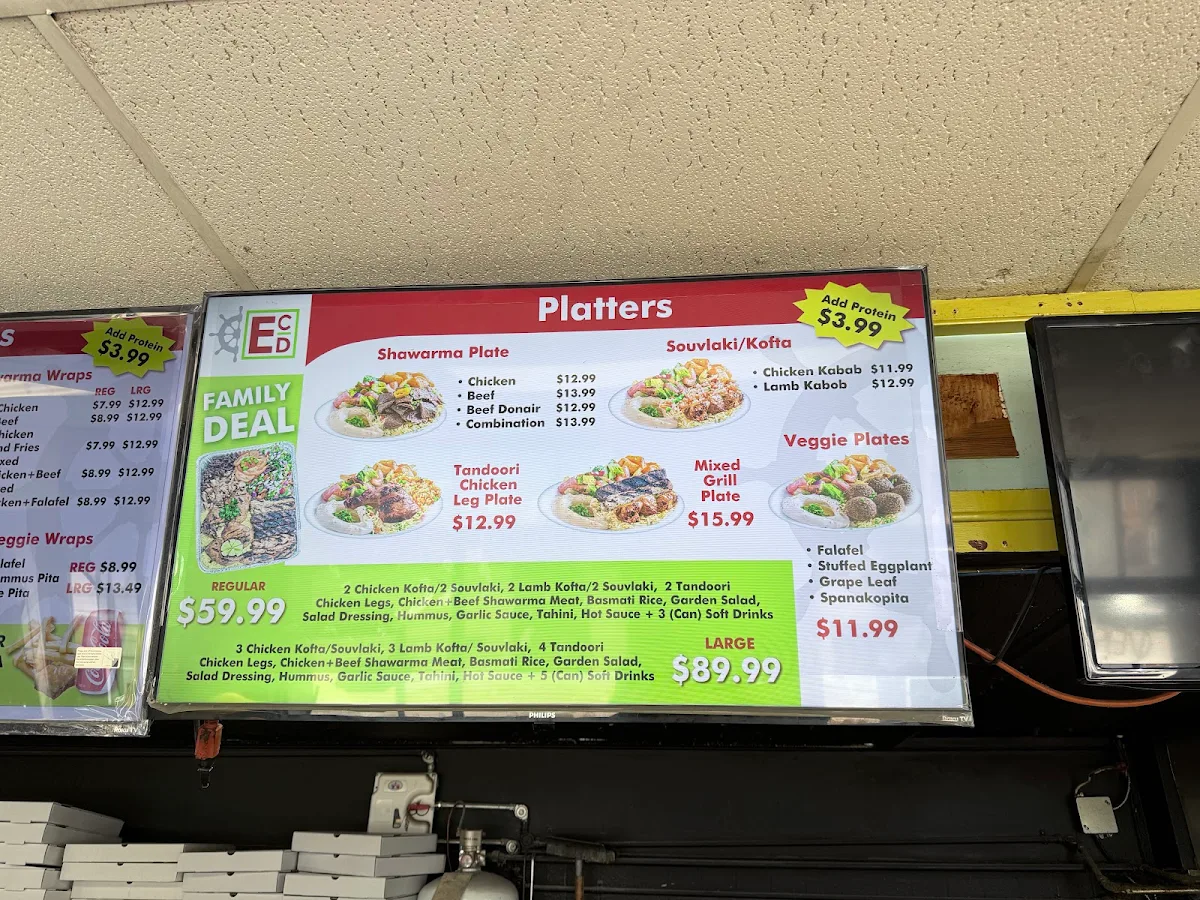 Menu, East Coast Donair