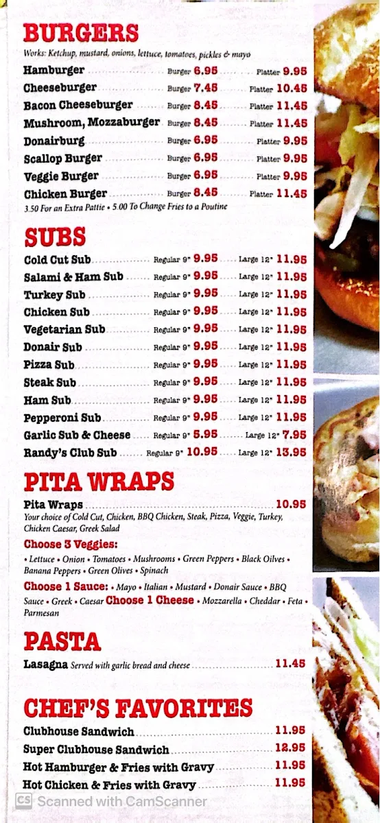 Menu, Randy's Pizza - Kearney Lake