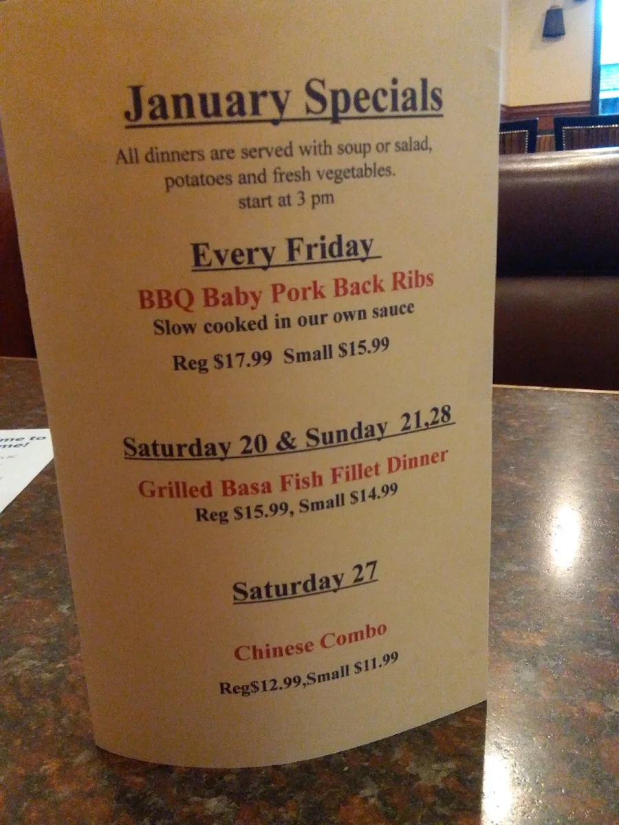 Menu, Bonnie Martin Restaurant