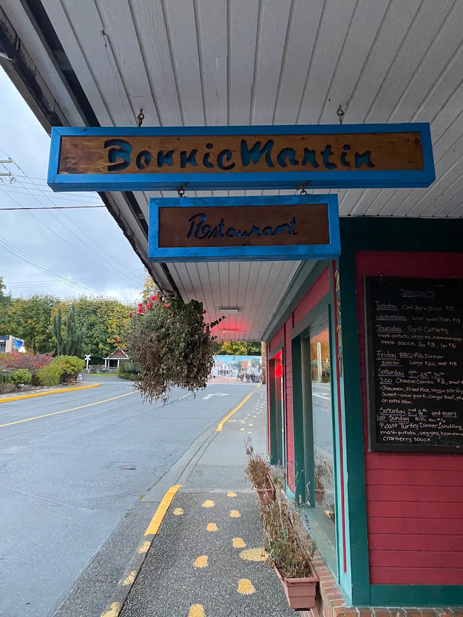 Menu, Bonnie Martin Restaurant