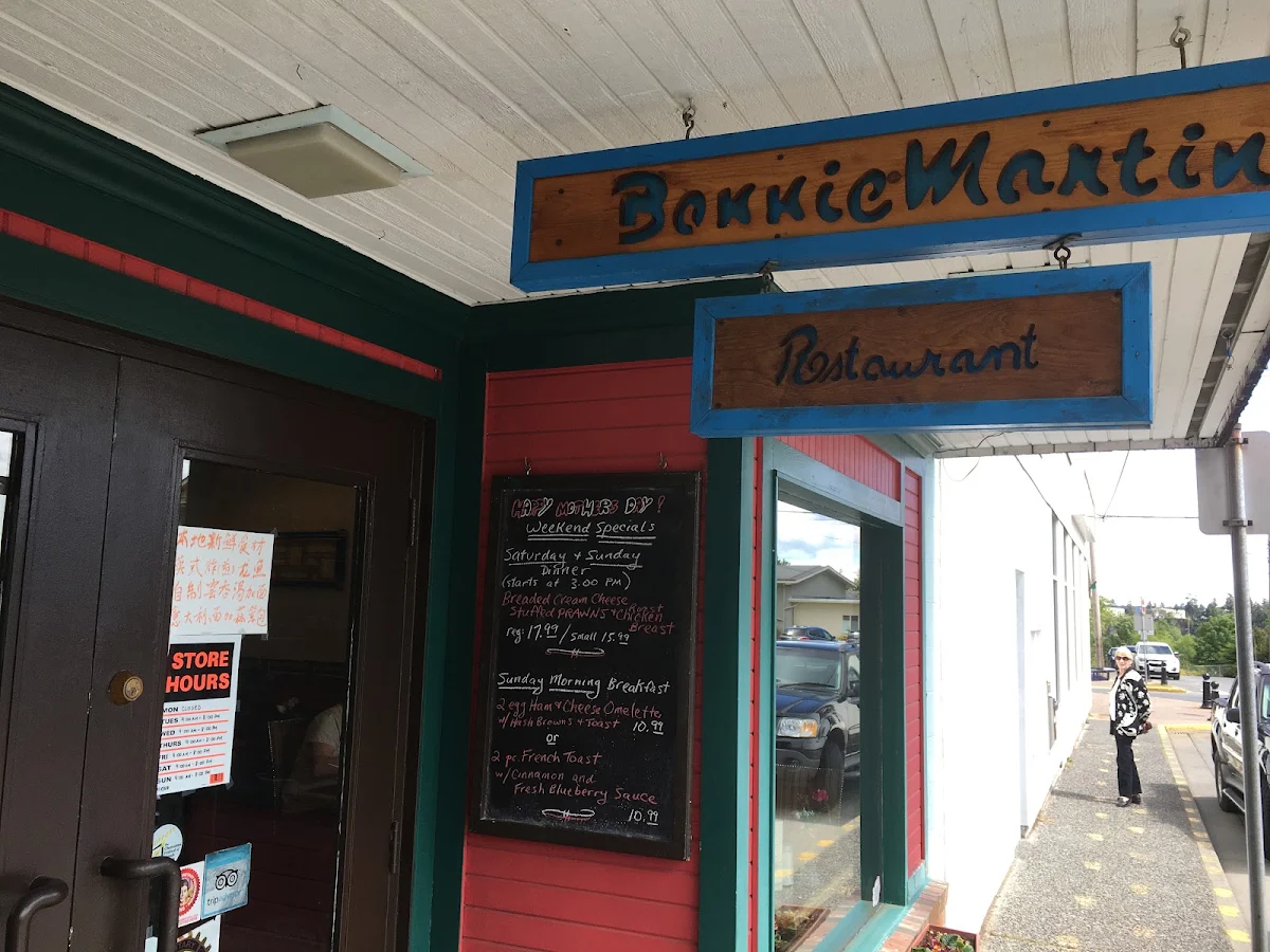 Menu, Bonnie Martin Restaurant