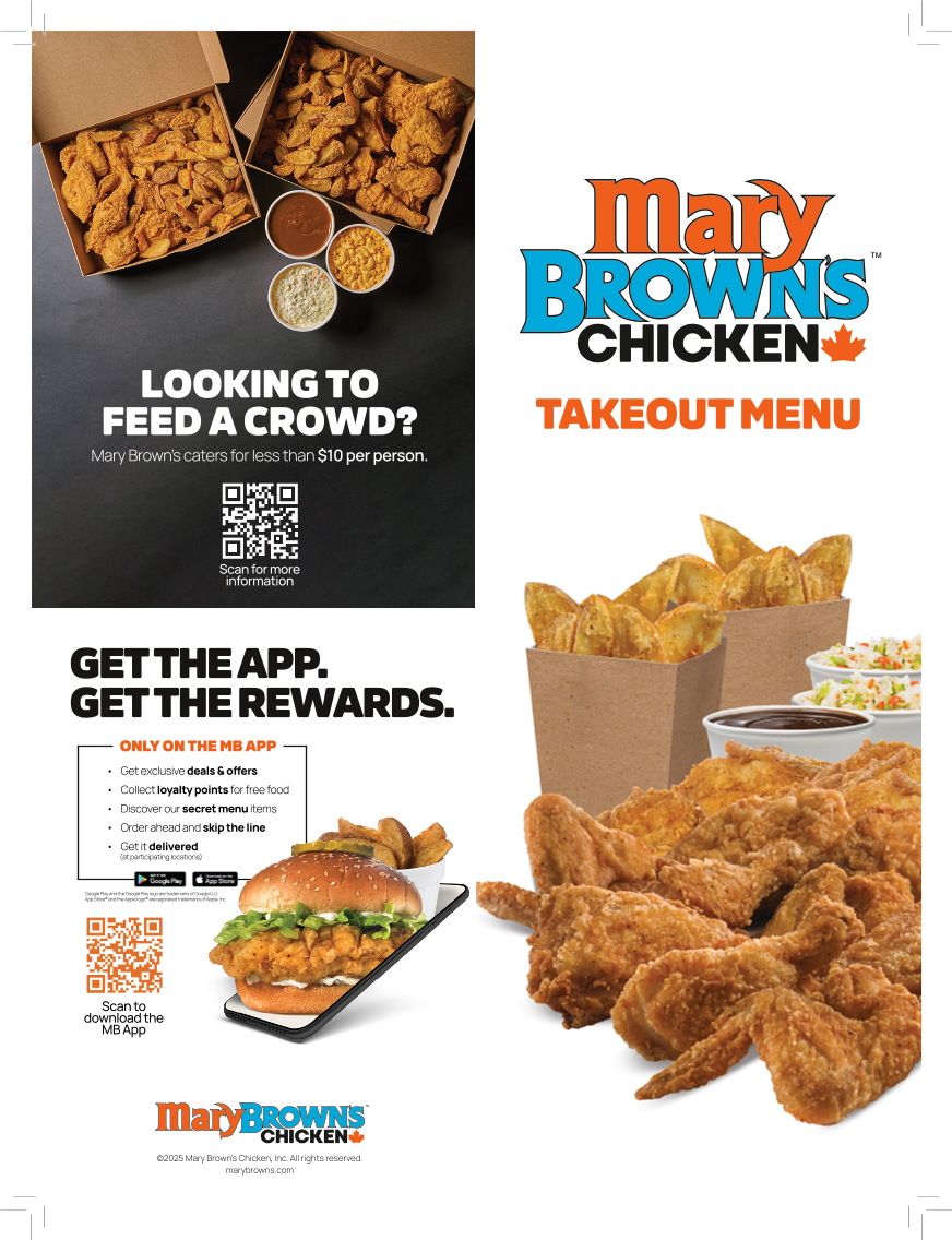 Menu, Mary Brown's Chicken