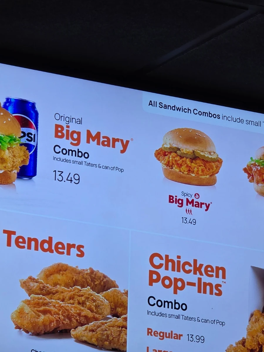 Menu, Mary Brown's Chicken