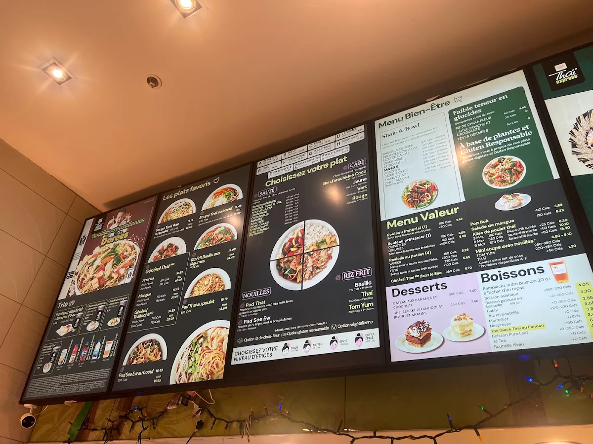 Menu, Thai Express Restaurant Sherbrooke